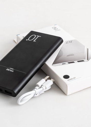 10000 Чорний павербанк металічний на 10000 мАч с 2-мя портами USB (1 од.) - фото 2